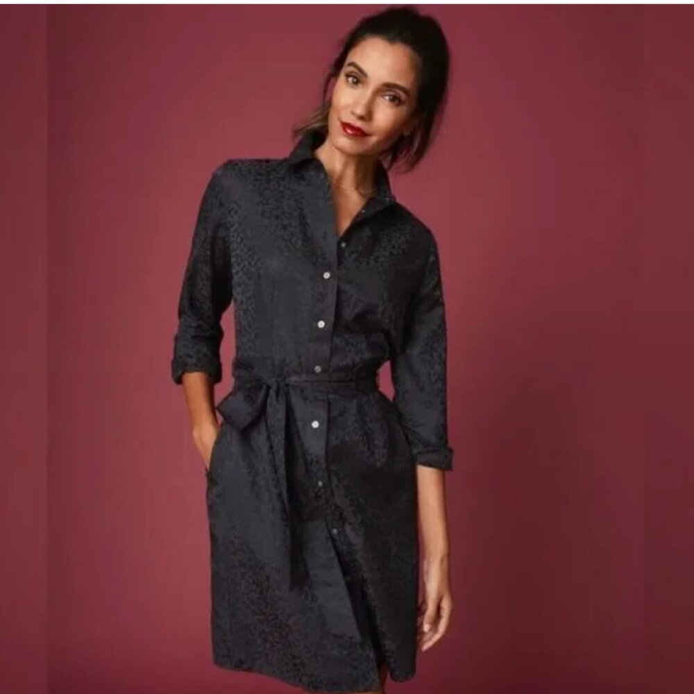 UNTUCKit Shirt Dress Leopard Print Size 10 (sash included)